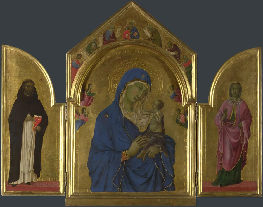 Matka Boska z Dzieciątkiem z świętymi Dominikiem i Aurą - Duccio di Buoninsegna