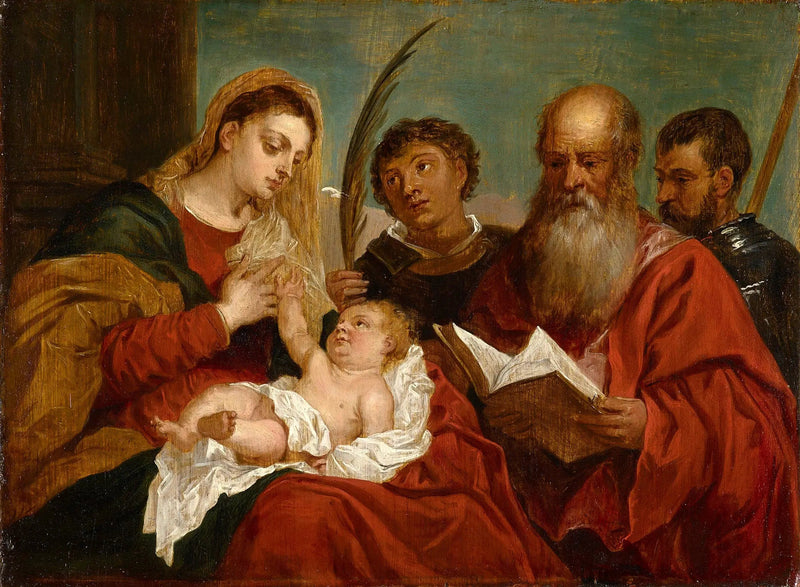 Matka Boska z Dzieciątkiem z świętymi Stefanem, Hieronimem i Maurycym - David Teniers młodszy
