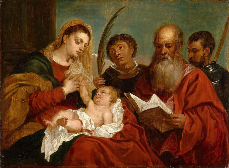 Matka Boska z Dzieciątkiem z świętymi Stefanem, Hieronimem i Maurycym - David Teniers młodszy