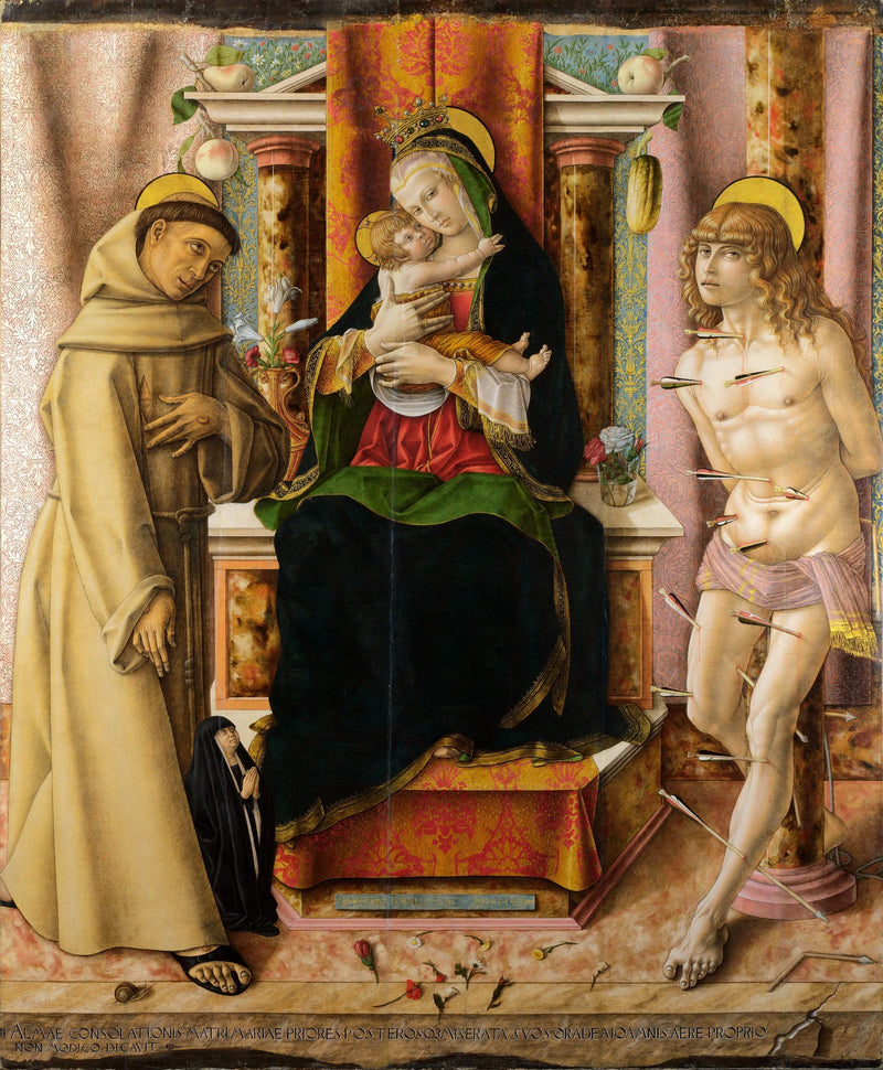 Matka Boska z Dzieciątkiem z świętymi Franciszkiem i Sebastianem - Carlo Crivelli