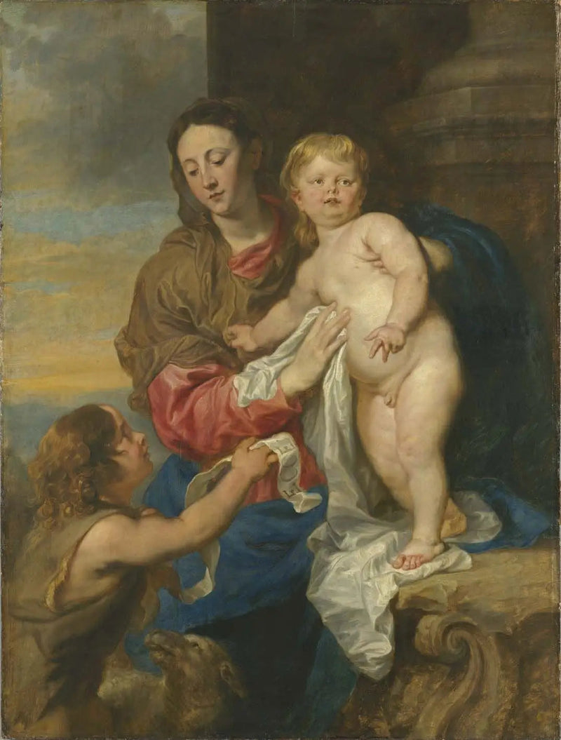 Wnętrze Matki Boskiej z Dzieciątkiem z Świętym Janem - Antoine van Dyck
