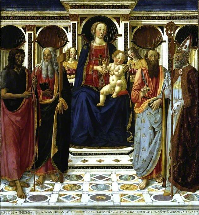 Matka Boska z Dzieciątkiem, święty Jan Chrzciciel, święty Andrzej Bartłomiej i święty Zenobiusz - Cosimo Rosselli