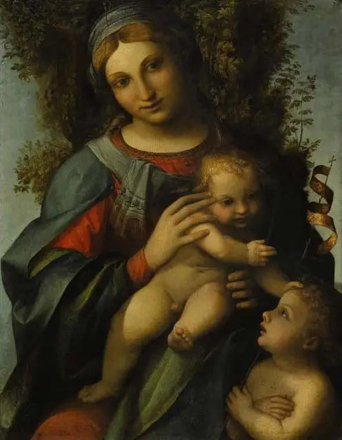 Matka Boska z Dzieciątkiem i świętym Janem Chrzcicielem dziecięcym - Antonio da Correggio