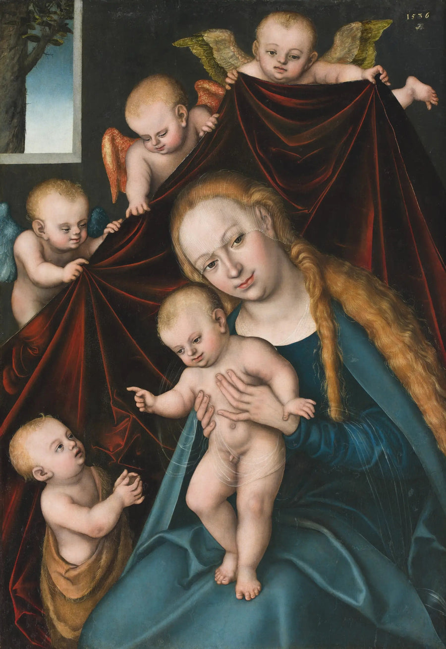 Matka Boska z Dzieciątkiem, świętym Janem Chrzcicielem i aniołami - Lucas Cranach starszy