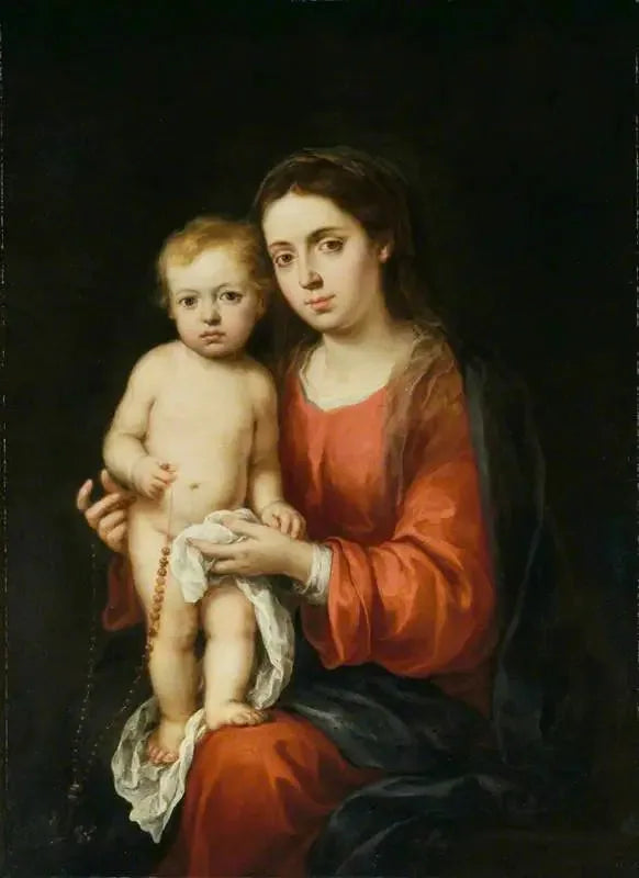 Dziewica z Dzieciątkiem i różańcem - Bartolomé Esteban Murillo