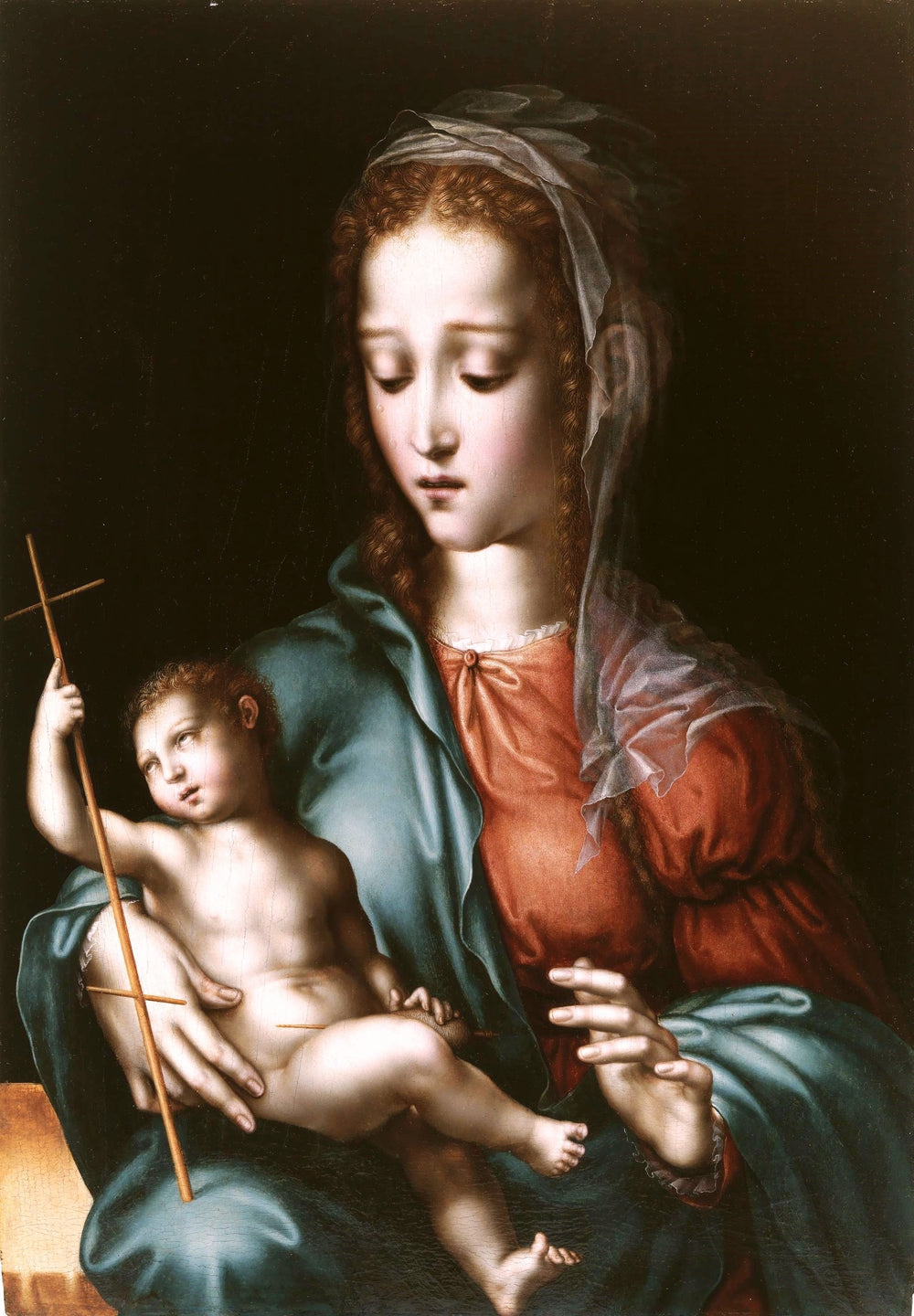 La Vierge à l'Enfant avec un fuseau - Luis de Morales image 1 reproduction artisanale de tableau
