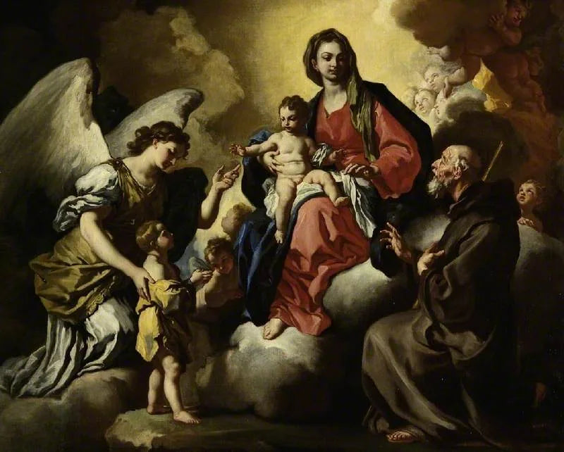 Matka Boska z Dzieciątkiem, z chłopcem przedstawionym przez swojego anioła stróża, oraz S. Francesco Di Paola - Francesco Solimena