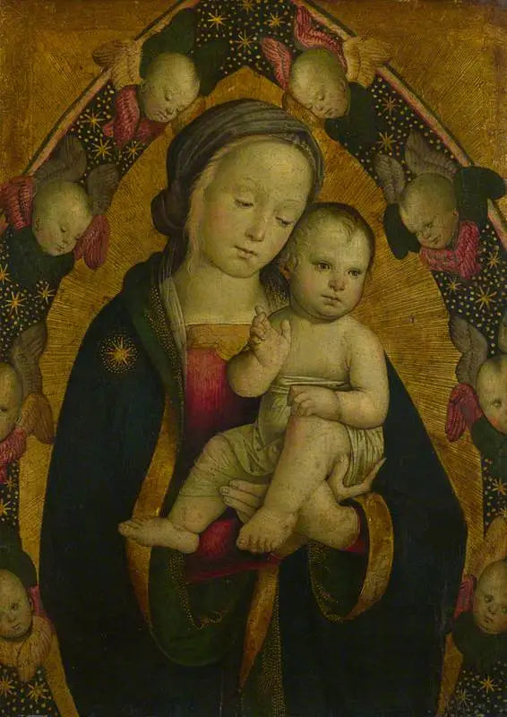 Matka Boska z Dzieciątkiem w mandorli z cherubinami - Pietro Perugino