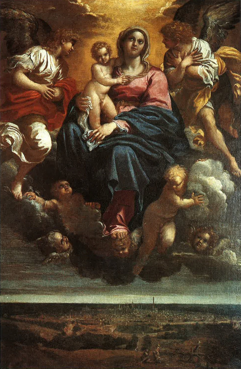 Matka Boska z Dzieciątkiem w chwale nad miastem Bolonia - Annibale Carracci
