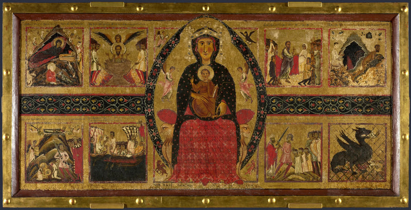 Matka Boska z Dzieciątkiem w majestacie, z scenami narracyjnymi - Margaritone z Arezzo