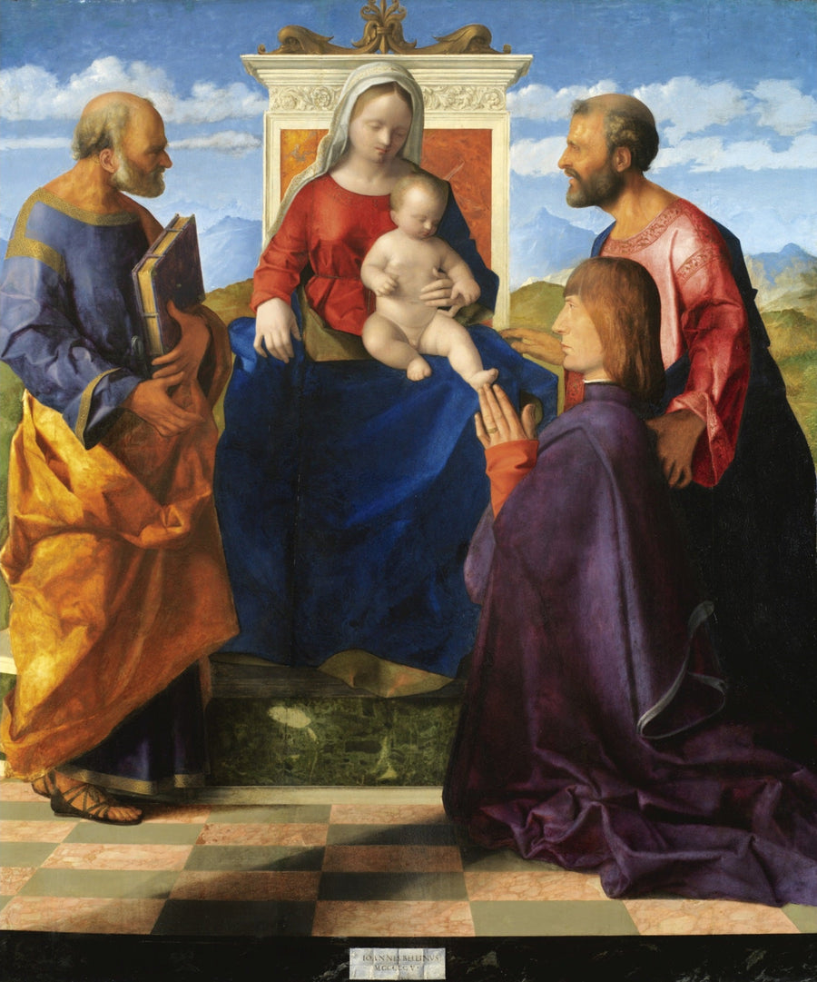 Matka Boska z Dzieciątkiem na tronie z świętymi i darczyńcą - Giovanni Bellini