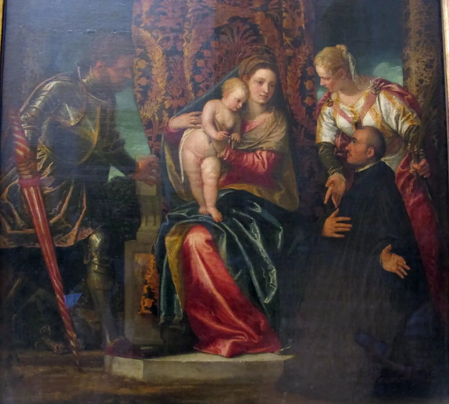 Madonna z Dzieciątkiem między świętą Justyną a świętym Jerzym, z klęczącym benedyktynem - Paul Véronèse