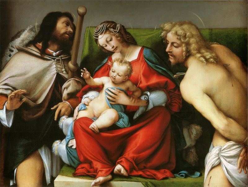 Matka Boska z Dzieciątkiem oraz święci Rock i Sebastian - Lorenzo Lotto