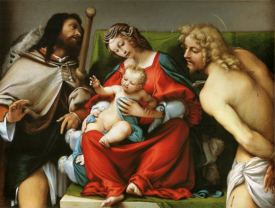 Matka Boska z Dzieciątkiem oraz święci Rock i Sebastian - Lorenzo Lotto
