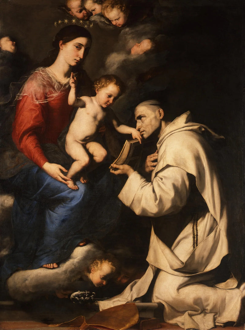 Matka Boska z Dzieciątkiem Jezus i Świętym Brunonem - Jusepe de Ribera