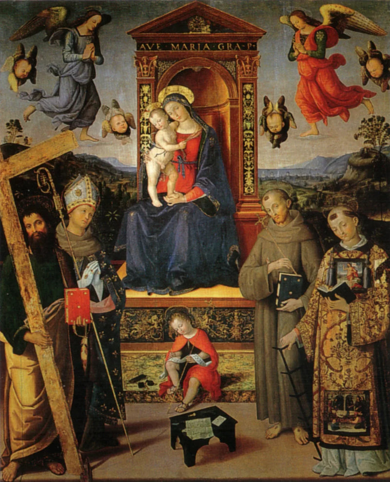 Matka Boska z Dzieciątkiem na tronie z świętymi - Pinturicchio