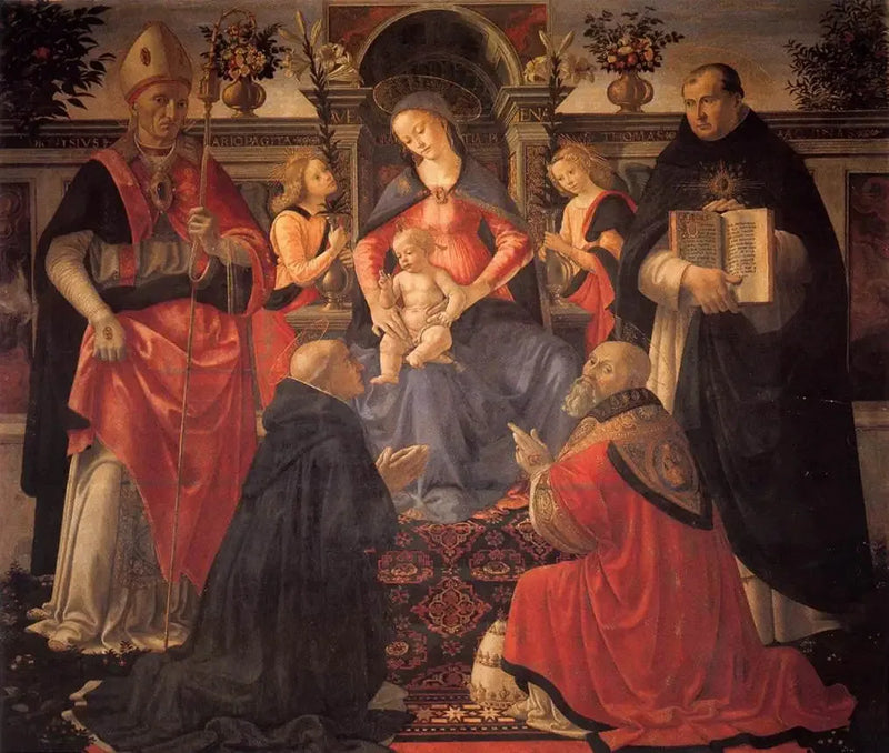 Matka Boska z Dzieciątkiem na tronie między aniołami a świętymi - Domenico Ghirlandaio