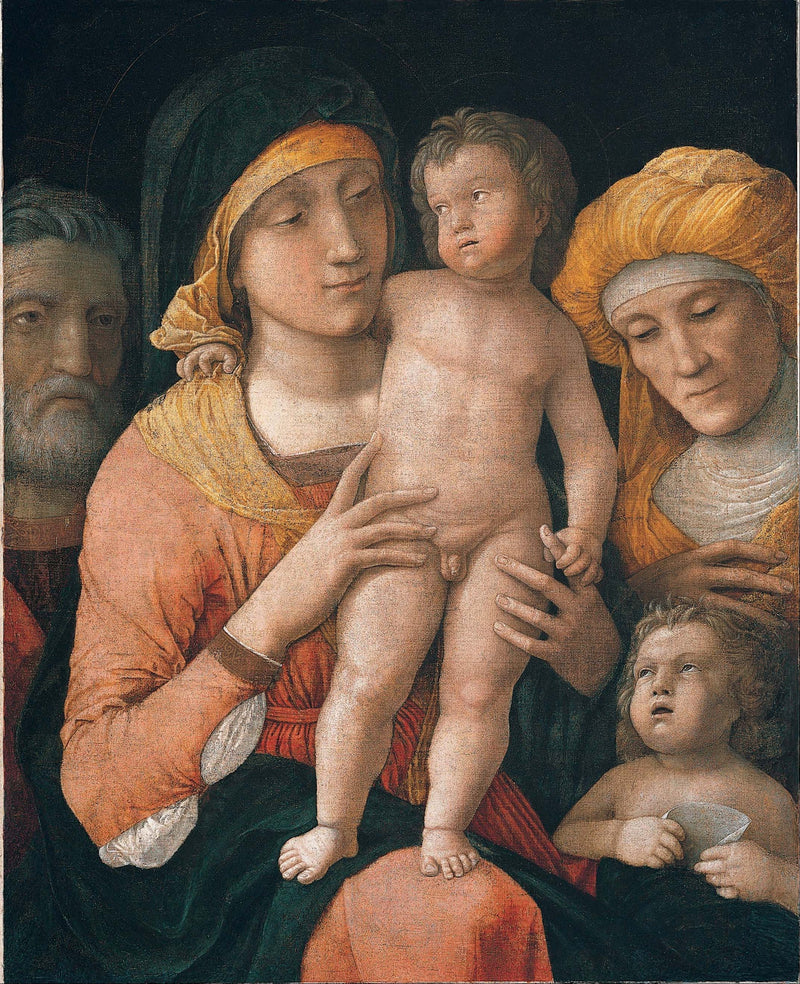 Matka Boska z Dzieciątkiem, świętymi Józefem, Elżbietą i Janem Chrzcicielem - Andrea Mantegna
