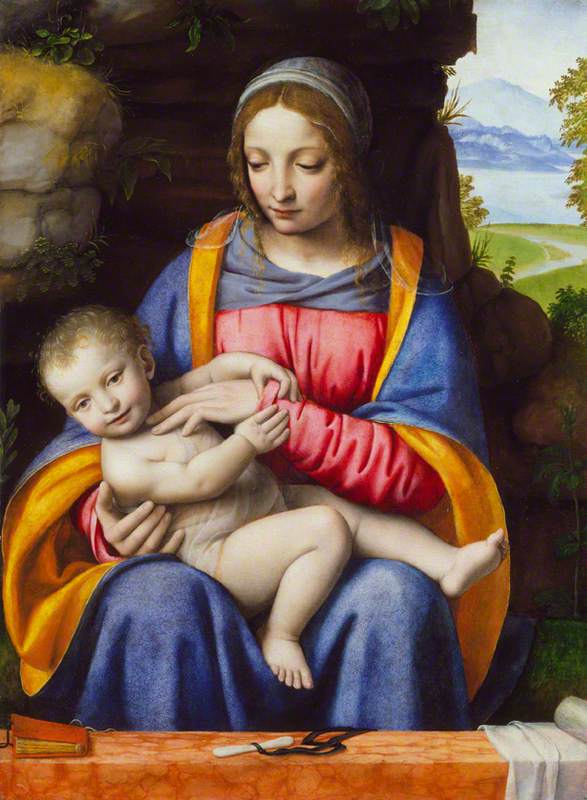 Matka Boska z Dzieciątkiem na pejzażu - Bernardino Luini