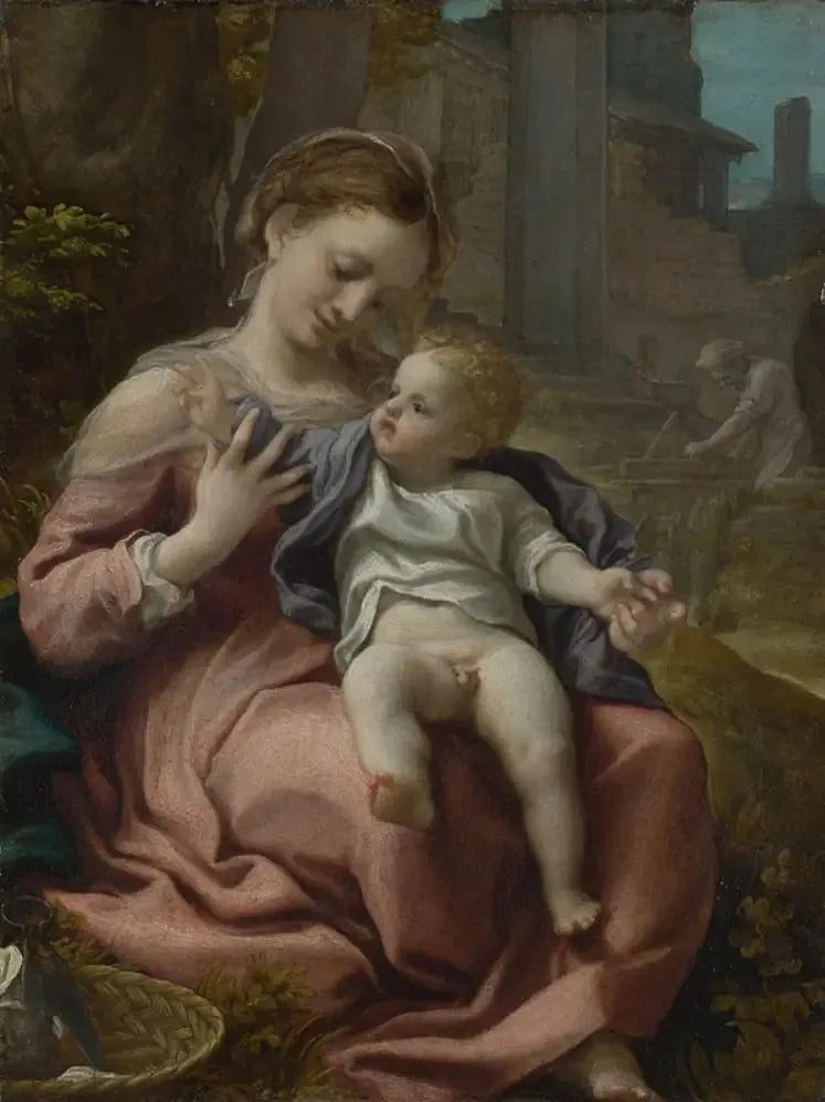 Matka Boska z koszem - Antonio da Correggio
