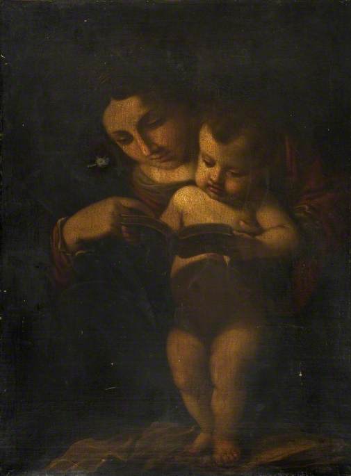 Matka Boża ucząca Dzieciątko Jezus czytać - Guercino