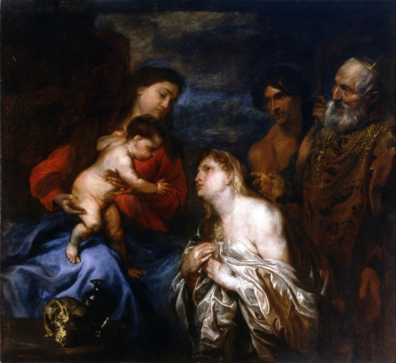 Maria i Dzieciątko z trzema pokutującymi grzesznikami, Marią Magdaleną, królem Dawidem i synem marnotrawnym - Antoine van Dyck