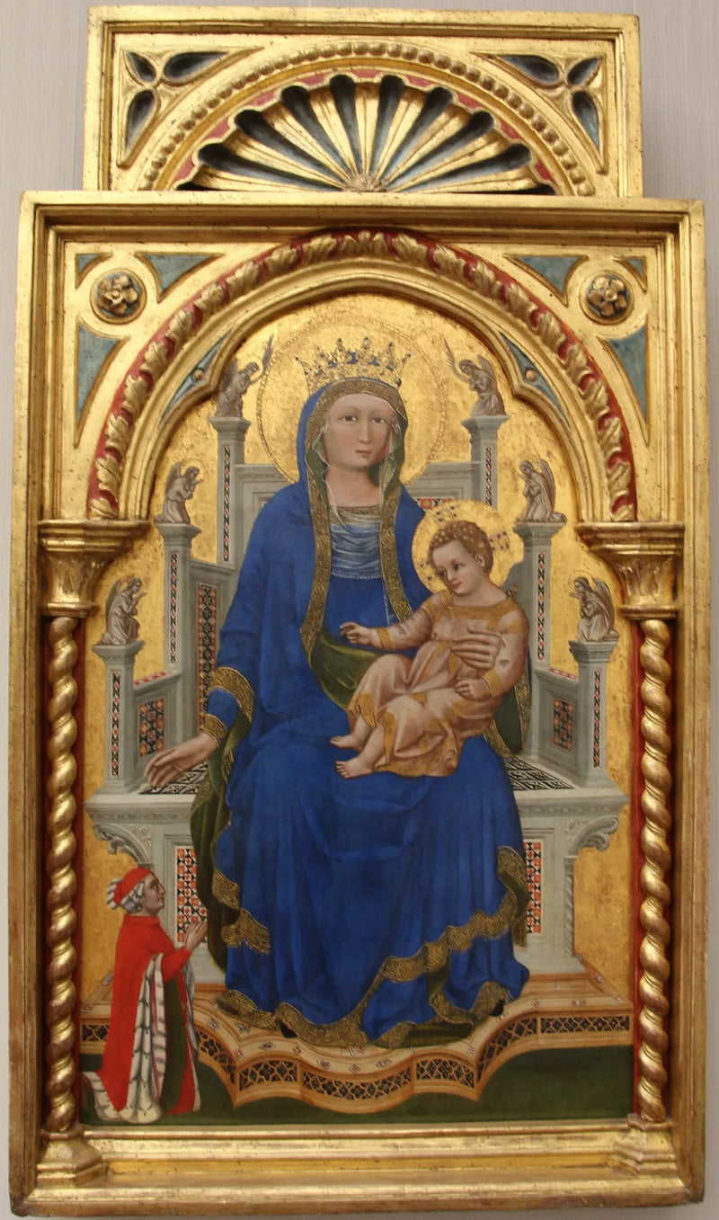 Virgen y el Niño bendiciendo en trono con un donante - Guariento di Arpo