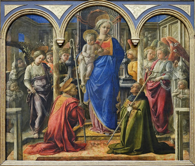 Maria i Dzieciątko otoczone aniołami, świętym Fredianem i świętym Augustynem - Fra Filippo Lippi