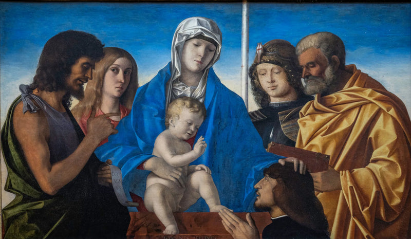 Matka Boska z Dzieciątkiem w otoczeniu świętego Jana Chrzciciela, świętej Marii Magdaleny, świętego Jerzego, świętego Piotra oraz fundatora - Giovanni Bellini