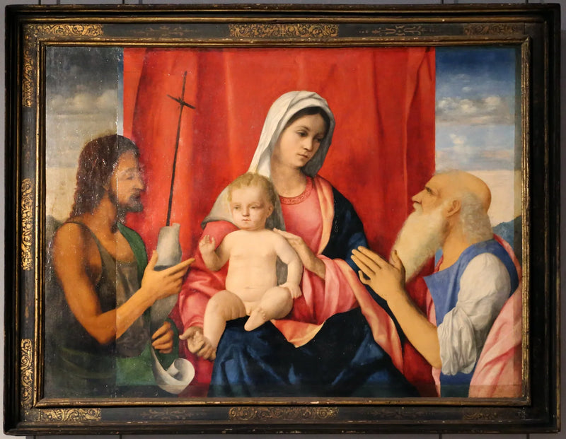 Matka Boska z Dzieciątkiem między świętym Janem Chrzcicielem a świętym Jerzym - Giovanni Bellini