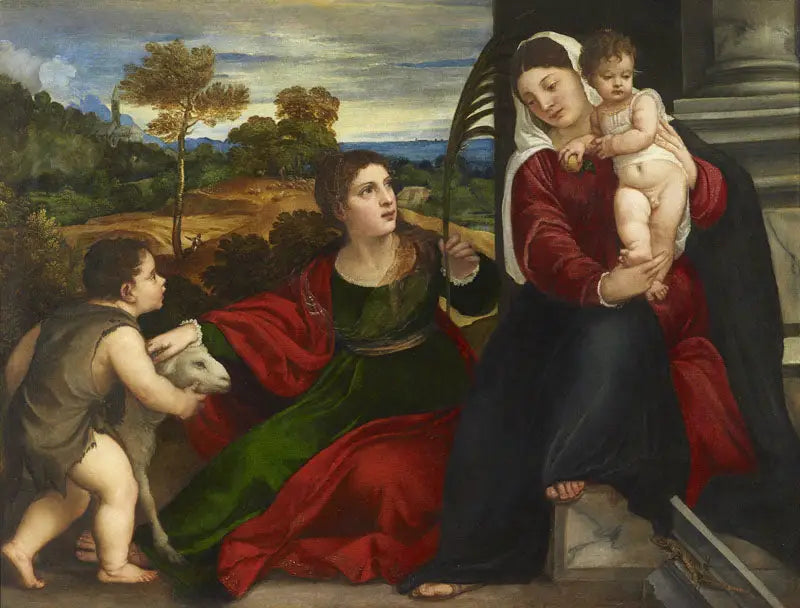 Dziewica, Dzieciątko, święta Agnieszka i święty Jan Chrzciciel - Titian