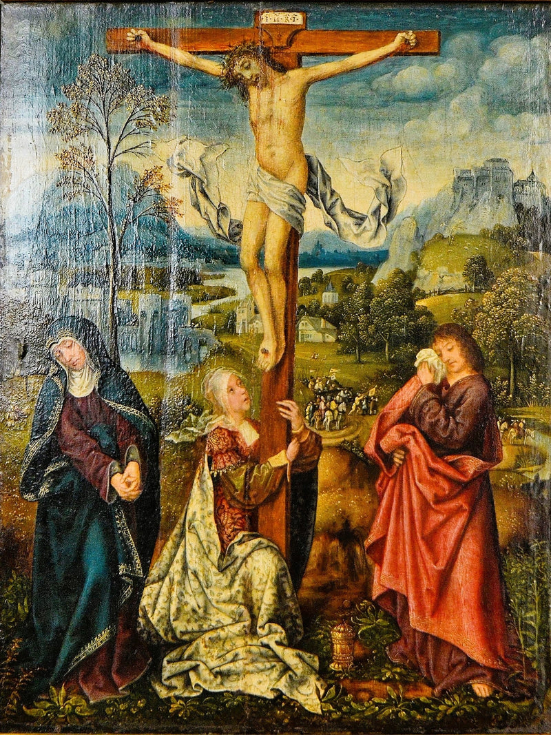 Matka Boska, Maria Magdalena i święty Jan u stóp Krzyża - Quentin Metsys