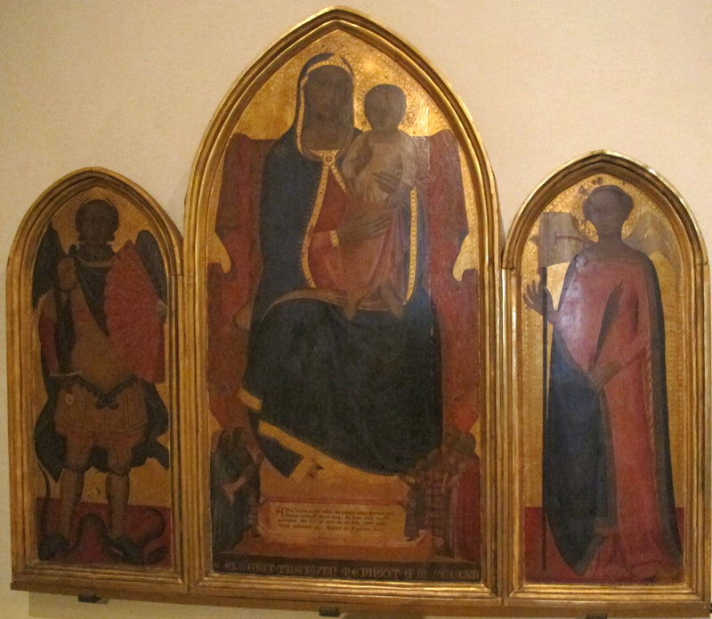 Matka Boska na swoim tronie, otoczona darczyńcami i świętymi. - Allegretto Nuzi