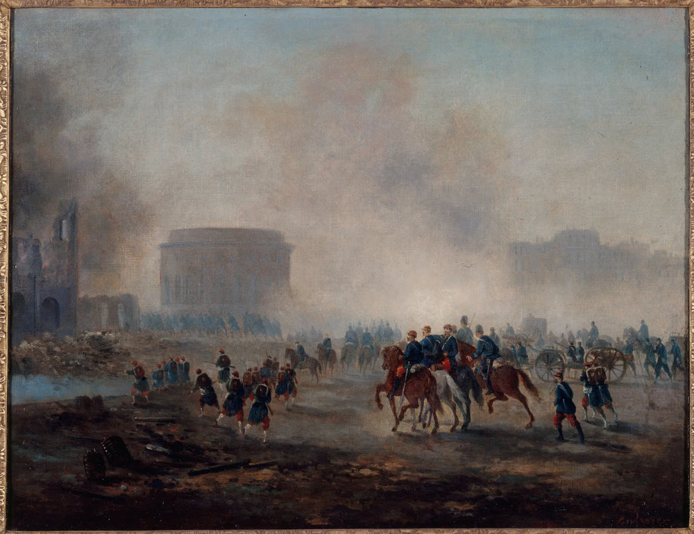 La Villette cernée par les troupes versaillaises, mai 1871. - Gustave Boulanger image 1 reproduction artisanale de tableau