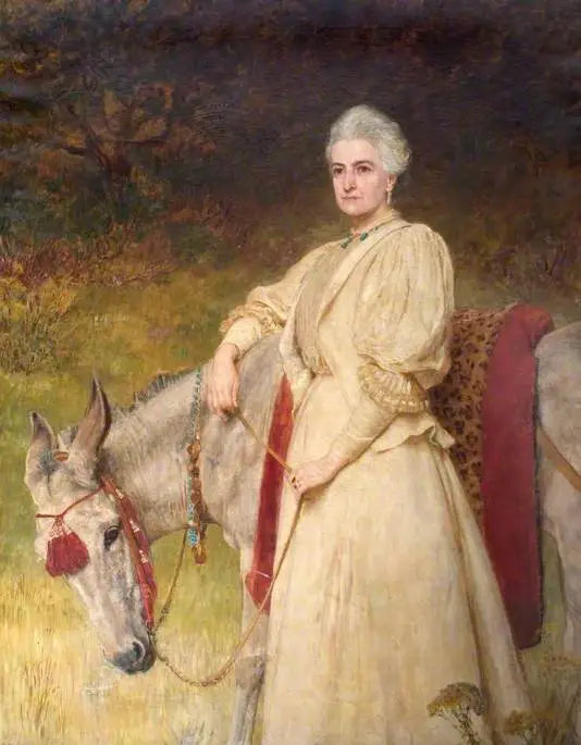 Pani Harriet Sarah Wantage (1837–1920) z osłem egipskim - Briton Rivière