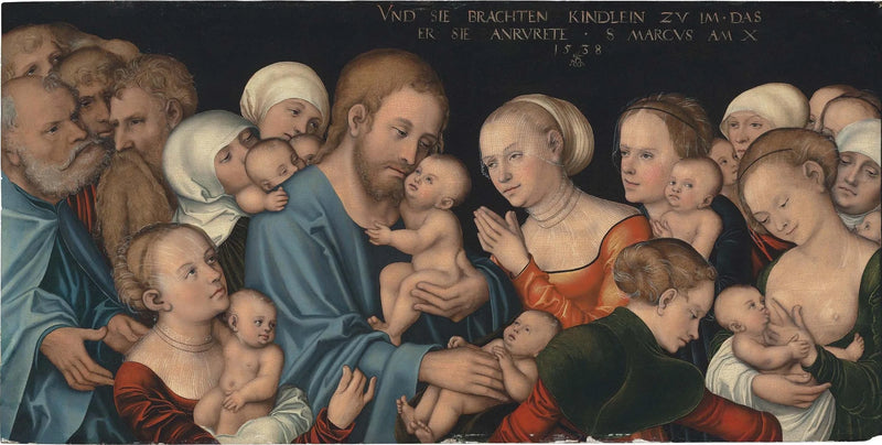 Pozwólcie małym dzieciom przychodzić do mnie (Chrystus błogosławiący dzieci) - Lucas Cranach Starszy
