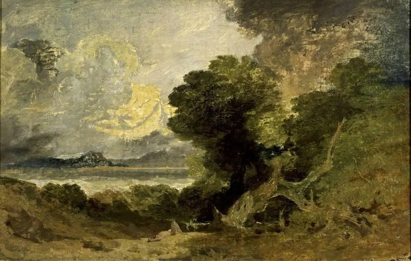 Krajobraz z jeziorem i powalonym drzewem - J. M. W. Turner