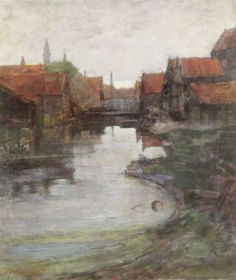 Lange Bleekerssloot z wieżą kościoła Zachodniego - Piet Mondrian
