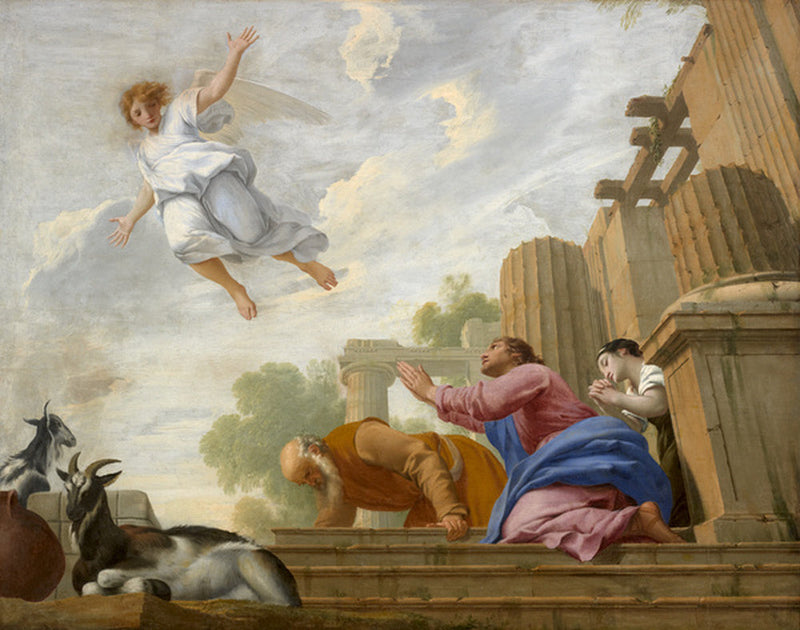 Anioł Rafał ukazuje swoją prawdziwą naturę Tobie i twojej rodzinie i wznosi się do nieba - Eustache Le Sueur