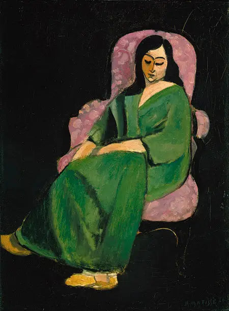 Lauretta w zielonej sukni, czarne tło - Henri Matisse