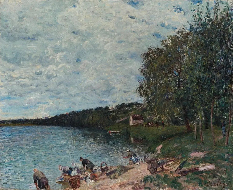 Praczki w pobliżu Szampanii - Alfred Sisley