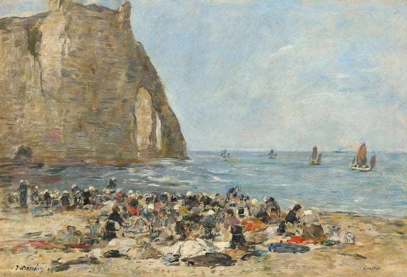 Praczki na plaży w Etretat - Eugène Boudin