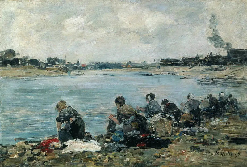 Pralki na brzegu Touques - Eugène Boudin