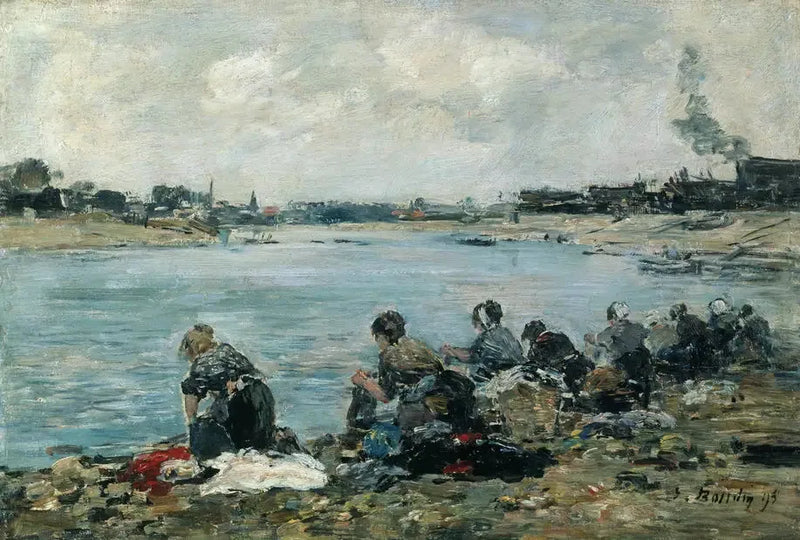 Pralki na brzegu Touques - Eugène Boudin