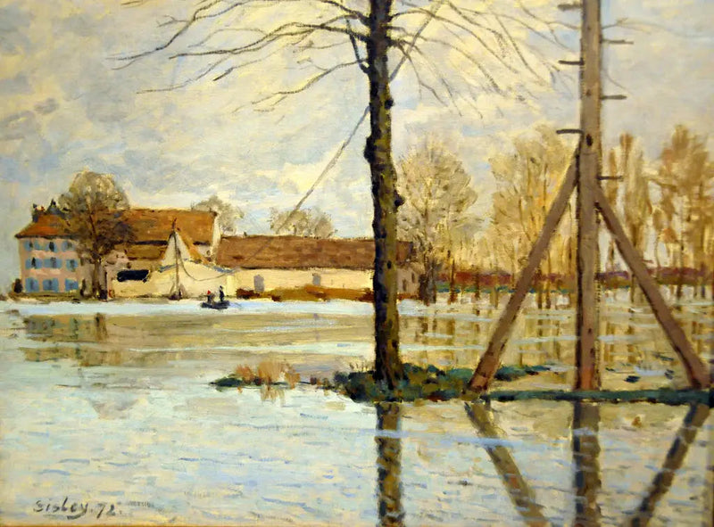 Staw na wyspie Loge, powódź - Alfred Sisley