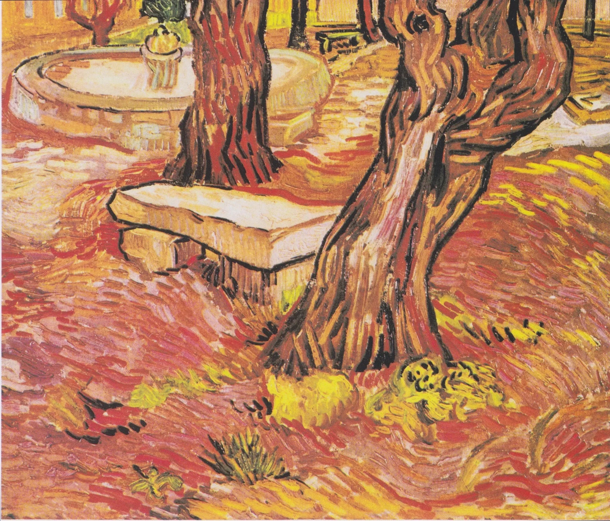 Le banc de pierre dans le jardin de l'hôpital Saint-Paul - Vincent van Gogh image 1 copie peinte à la main à l’huile