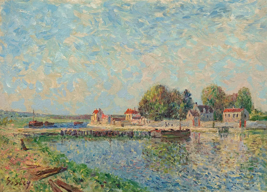 Tam na Saint-Mammès, kanał Loing - Alfred Sisley