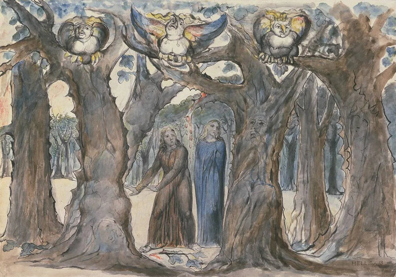 Drewno samobójców: Harpie i Samobójcy - William Blake