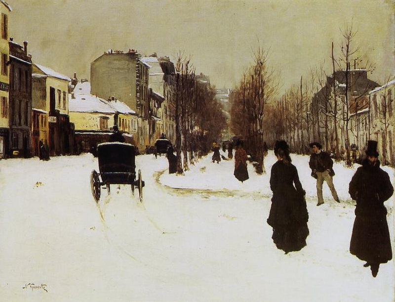 Bulwar Clichy w czasie śniegu - Norbert Gœneutte