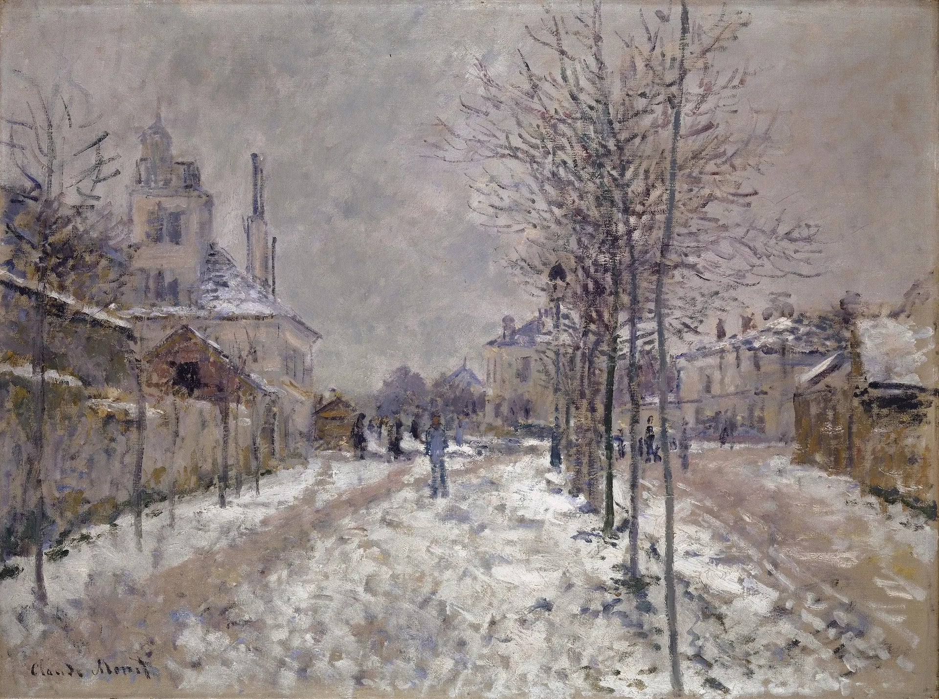 Le Boulevard de Pontoise à Argenteuil, neige - Claude Monet image 1 copie de tableau peinte à la main